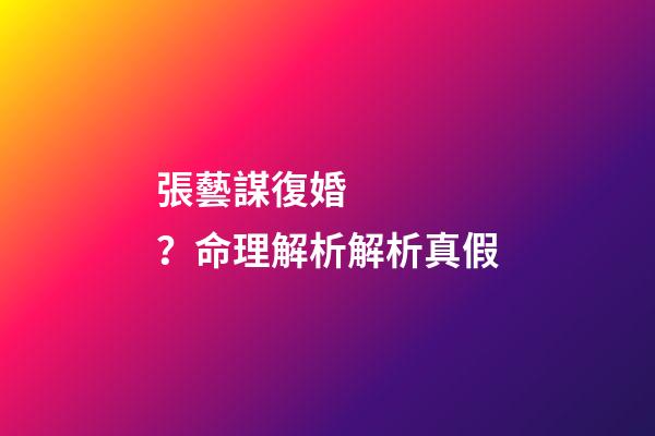 張藝謀復婚？命理解析解析真假
